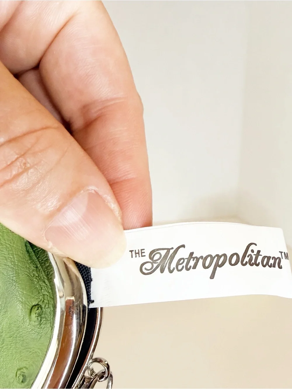Metropolitan Green Faux Ostrich Leather Key Ring Coin Purse